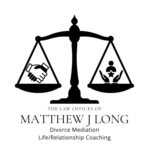 Matthew J. Long Divorce Mediator logo with stylized lettering on a black background